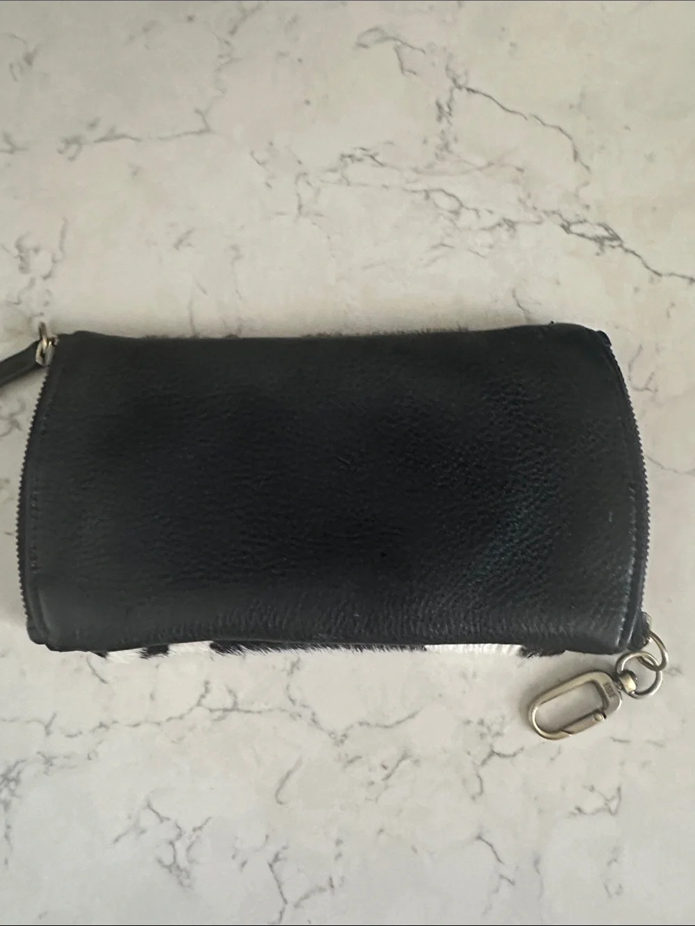 HOBO SPARK COWHIDE B&W EYEGLASS/SUNGLASS DOUBLE ZIP  LEATHER CASE great conditio